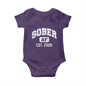Sober AF 2026 AA Recovery Achiever Sobriety Anniversary Baby Onesie TS11 Purple Print Your Wear