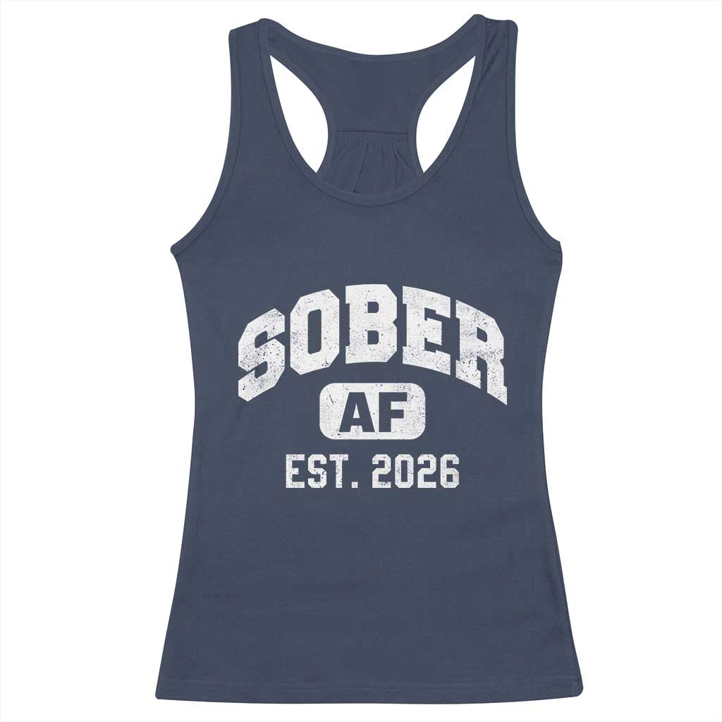 Sober AF 2026 AA Recovery Achiever Sobriety Anniversary Racerback Tank Top TS11 Navy Print Your Wear