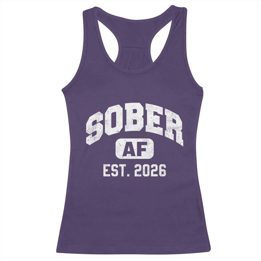 Sober AF 2026 AA Recovery Achiever Sobriety Anniversary Racerback Tank Top TS11 Purple Print Your Wear