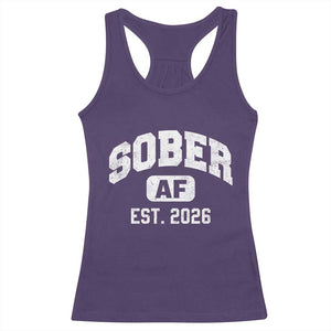 Sober AF 2026 AA Recovery Achiever Sobriety Anniversary Racerback Tank Top TS11 Purple Print Your Wear