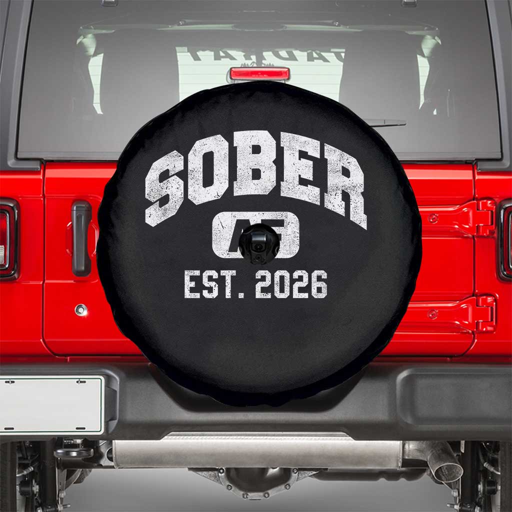 Sober AF 2026 AA Recovery Achiever Sobriety Anniversary Spare Tire Cover TS11 Black Print Your Wear