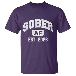 Sober AF 2026 AA Recovery Achiever Sobriety Anniversary T Shirt TS11 Purple Print Your Wear