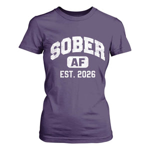 Sober AF 2026 AA Recovery Achiever Sobriety Anniversary T Shirt For Women TS11 Purple Print Your Wear