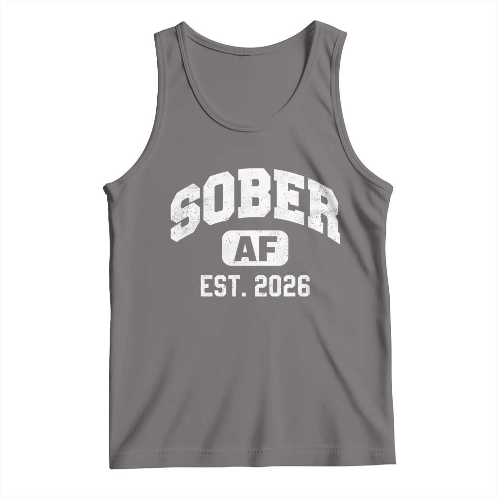 Sober AF 2026 AA Recovery Achiever Sobriety Anniversary Tank Top TS11 Deep Heather Print Your Wear