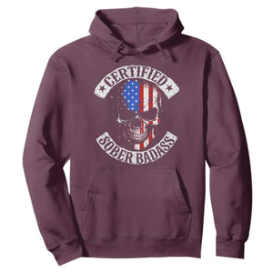 Certified Sober Badass Hoodie Sobriety Alcohol Fighters Vintage Skull