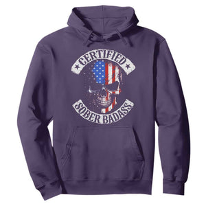 Certified Sober Badass Hoodie Sobriety Alcohol Fighters Vintage Skull