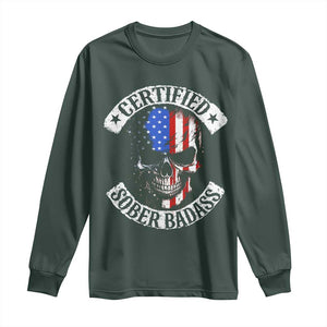 Certified Sober Badass Long Sleeve Shirt Sobriety Alcohol Fighters Vintage Skull