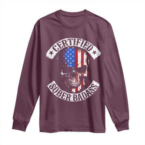 Certified Sober Badass Long Sleeve Shirt Sobriety Alcohol Fighters Vintage Skull