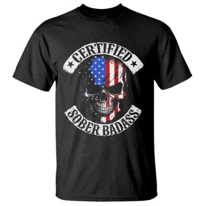 Certified Sober Badass T Shirt Sobriety Alcohol Fighters Vintage Skull