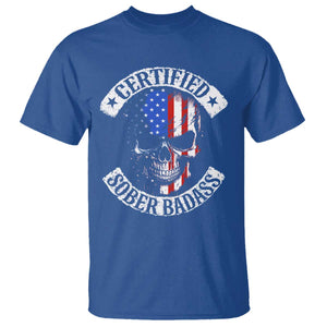 Certified Sober Badass T Shirt Sobriety Alcohol Fighters Vintage Skull