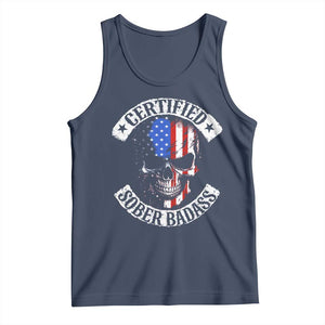 Certified Sober Badass Tank Top Sobriety Alcohol Fighters Vintage Skull