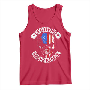 Certified Sober Badass Tank Top Sobriety Alcohol Fighters Vintage Skull