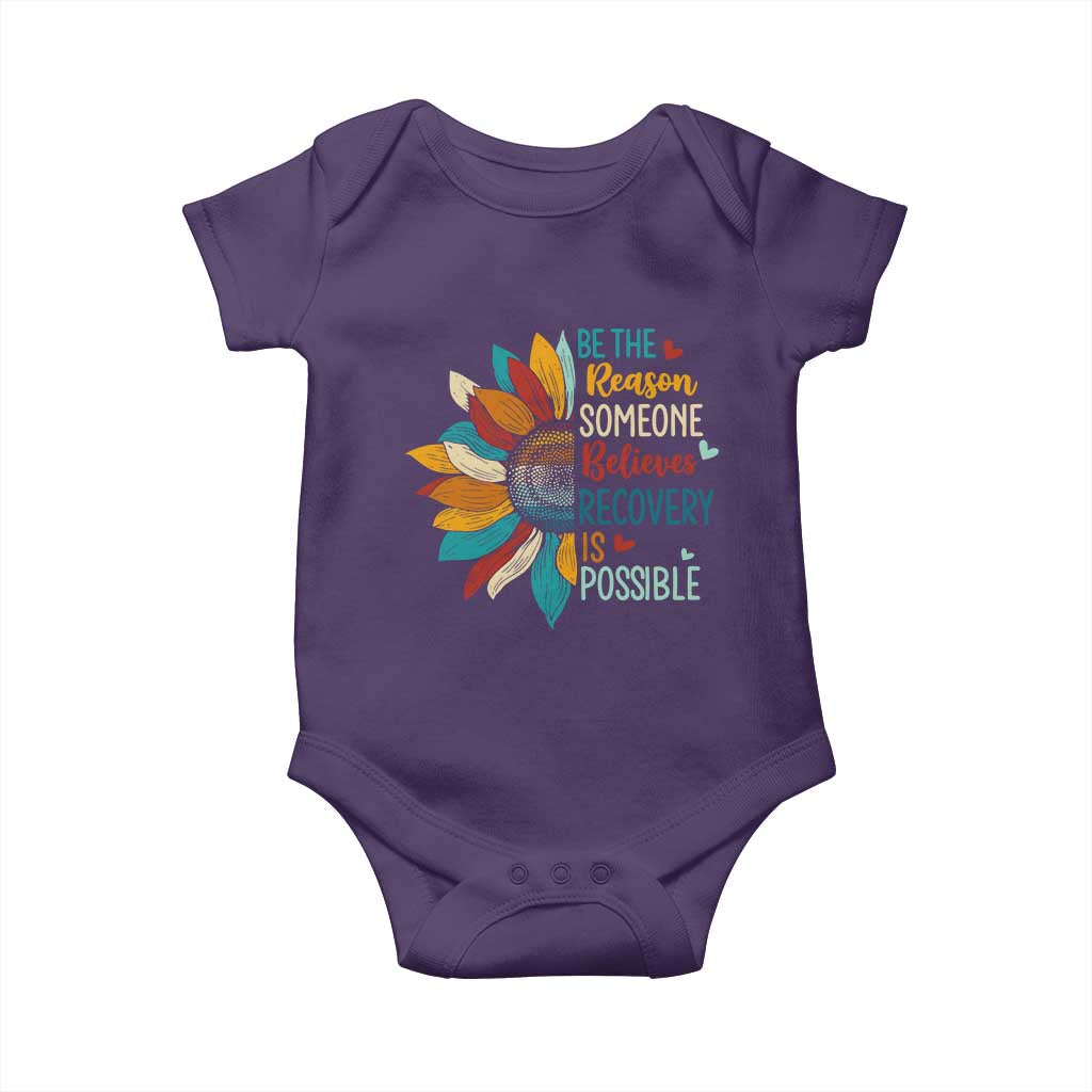 Sober Recover Baby Onesie Be The Reason Someone Believes Recovery Is Possible TS11 Purple Print Your Wear