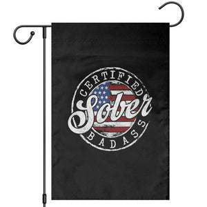Certified Sober Badass Garden Flag Sobriety Alcohol Recovery Vintage American Flag