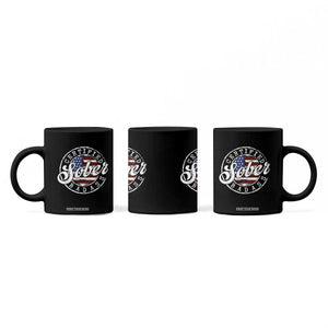 Certified Sober Badass Coffee Mug Sobriety Alcohol Recovery Vintage American Flag