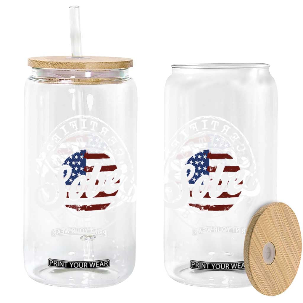 Certified Sober Badass Glass Can Sobriety Alcohol Recovery Vintage American Flag