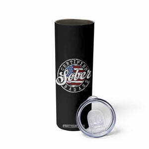 Certified Sober Badass Skinny Tumbler Sobriety Alcohol Recovery Vintage American Flag