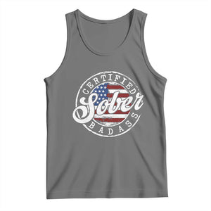 Certified Sober Badass Tank Top Sobriety Alcohol Recovery Vintage American Flag