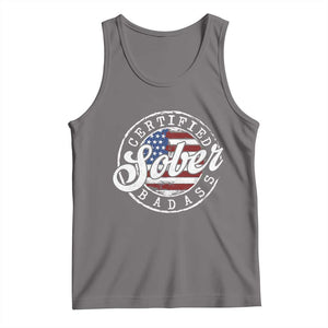 Certified Sober Badass Tank Top Sobriety Alcohol Recovery Vintage American Flag