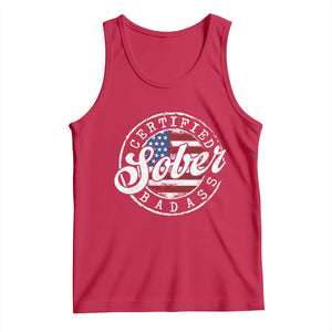 Certified Sober Badass Tank Top Sobriety Alcohol Recovery Vintage American Flag