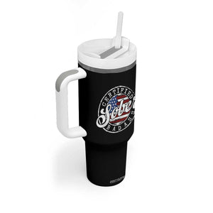 Certified Sober Badass Tumbler With Handle Sobriety Alcohol Recovery Vintage American Flag