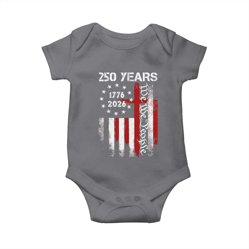 250 Years America Anniversary Christian USA Flag Baby Onesie TS11 Charcoal Print Your Wear