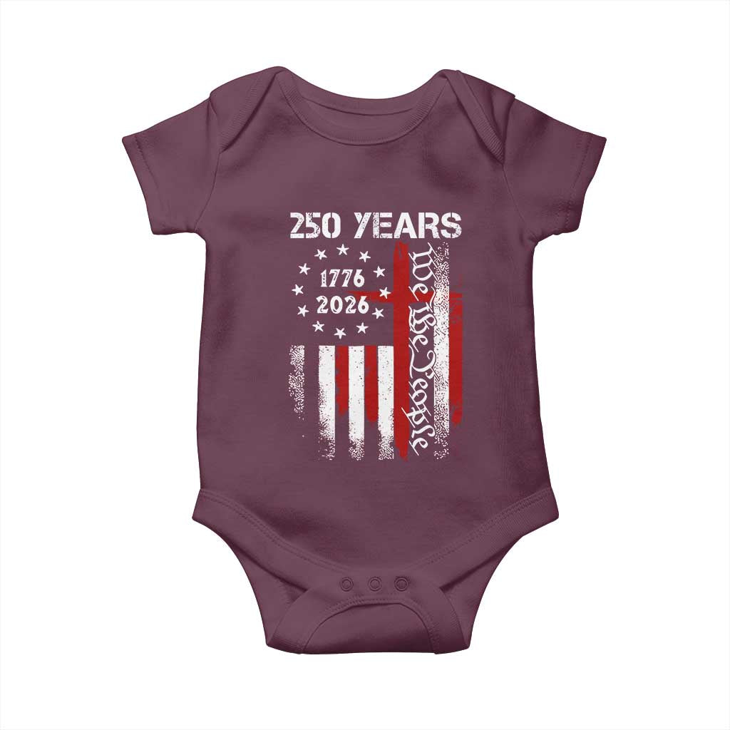 250 Years America Anniversary Christian USA Flag Baby Onesie TS11 Maroon Print Your Wear