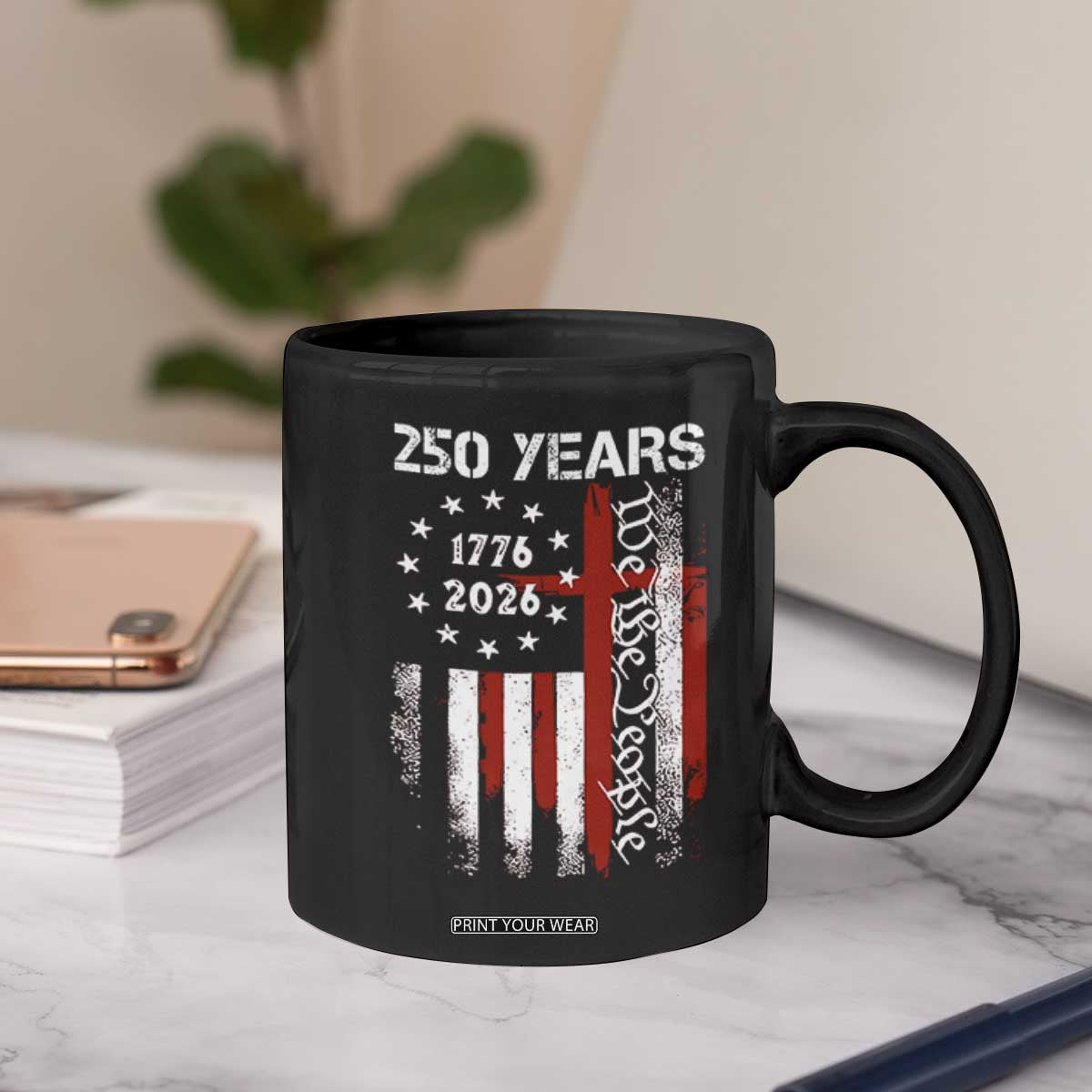 250 Years America Anniversary Christian USA Flag Coffee Mug TS11 Print Your Wear