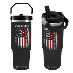 250 Years America Anniversary Christian USA Flag Flip Straw Tumbler TS11 One Size: 30 oz Black Print Your Wear