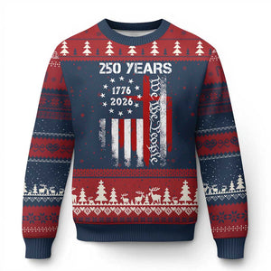 250 Years America Anniversary Christian USA Flag Ugly Christmas Sweater TS11 Navy Red Print Your Wear