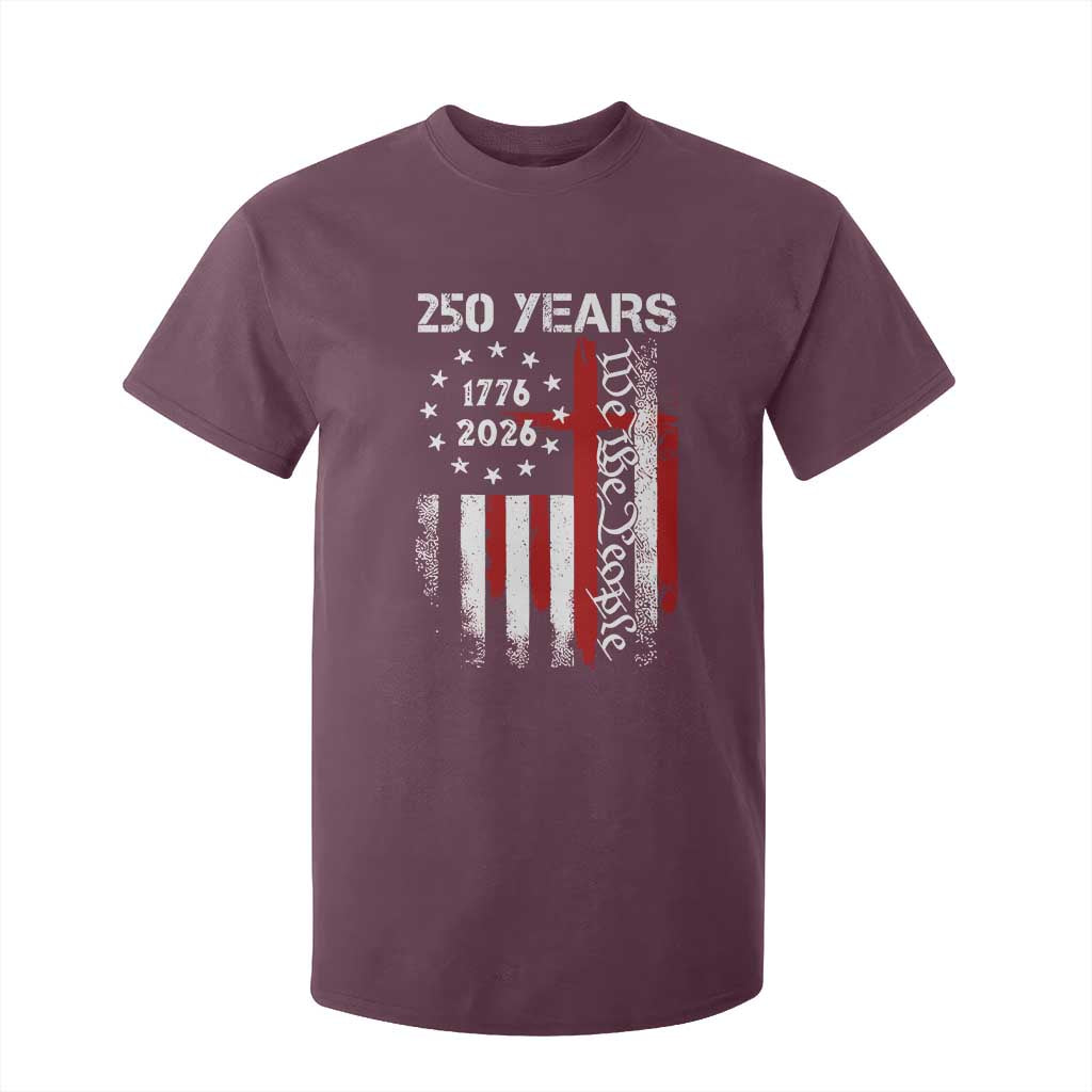 250 Years America Anniversary Christian USA Flag T Shirt For Kid TS11 Maroon Print Your Wear