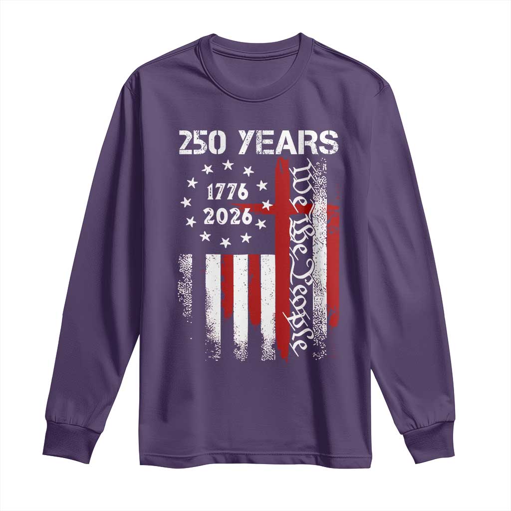 250 Years America Anniversary Christian USA Flag Long Sleeve Shirt TS11 Purple Print Your Wear