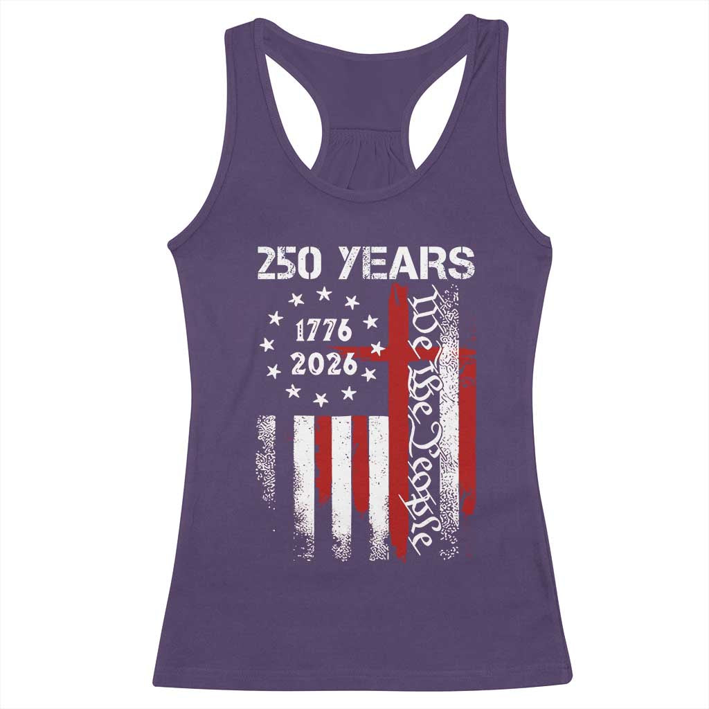 250 Years America Anniversary Christian USA Flag Racerback Tank Top TS11 Purple Print Your Wear