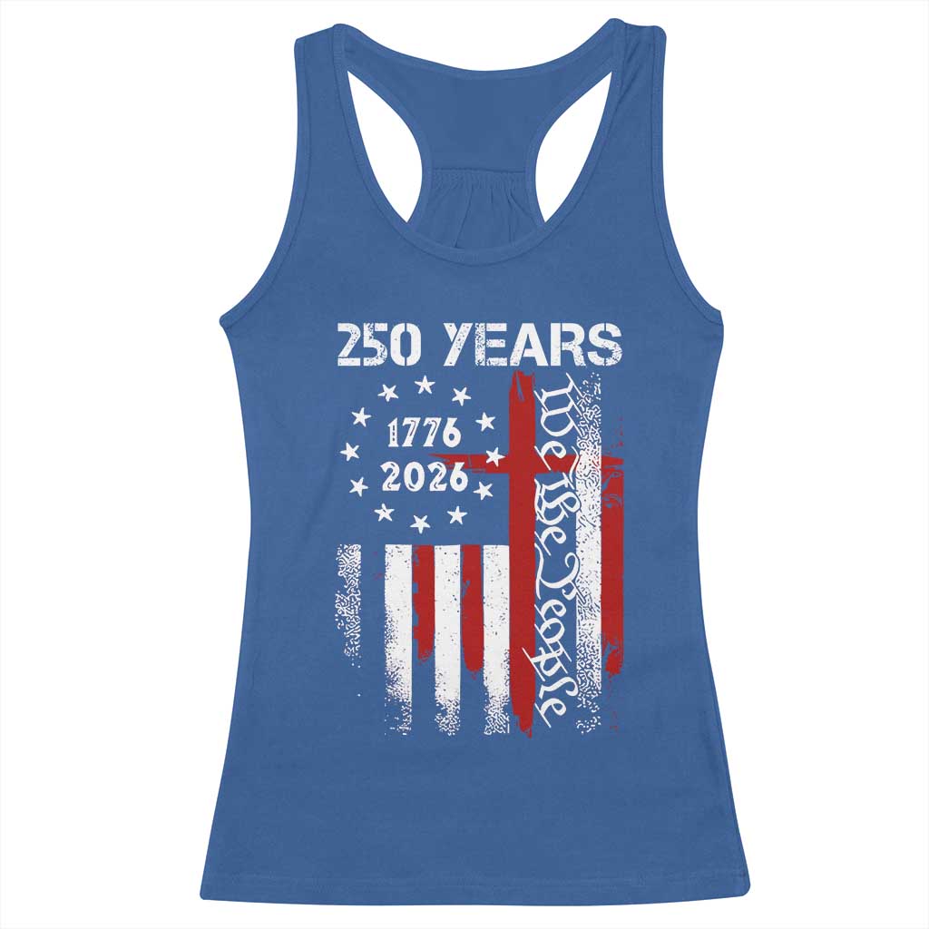 250 Years America Anniversary Christian USA Flag Racerback Tank Top TS11 Royal Blue Print Your Wear