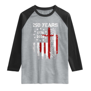 250 Years America Anniversary Christian USA Flag Raglan Shirt TS11 Heather Gray Black Print Your Wear