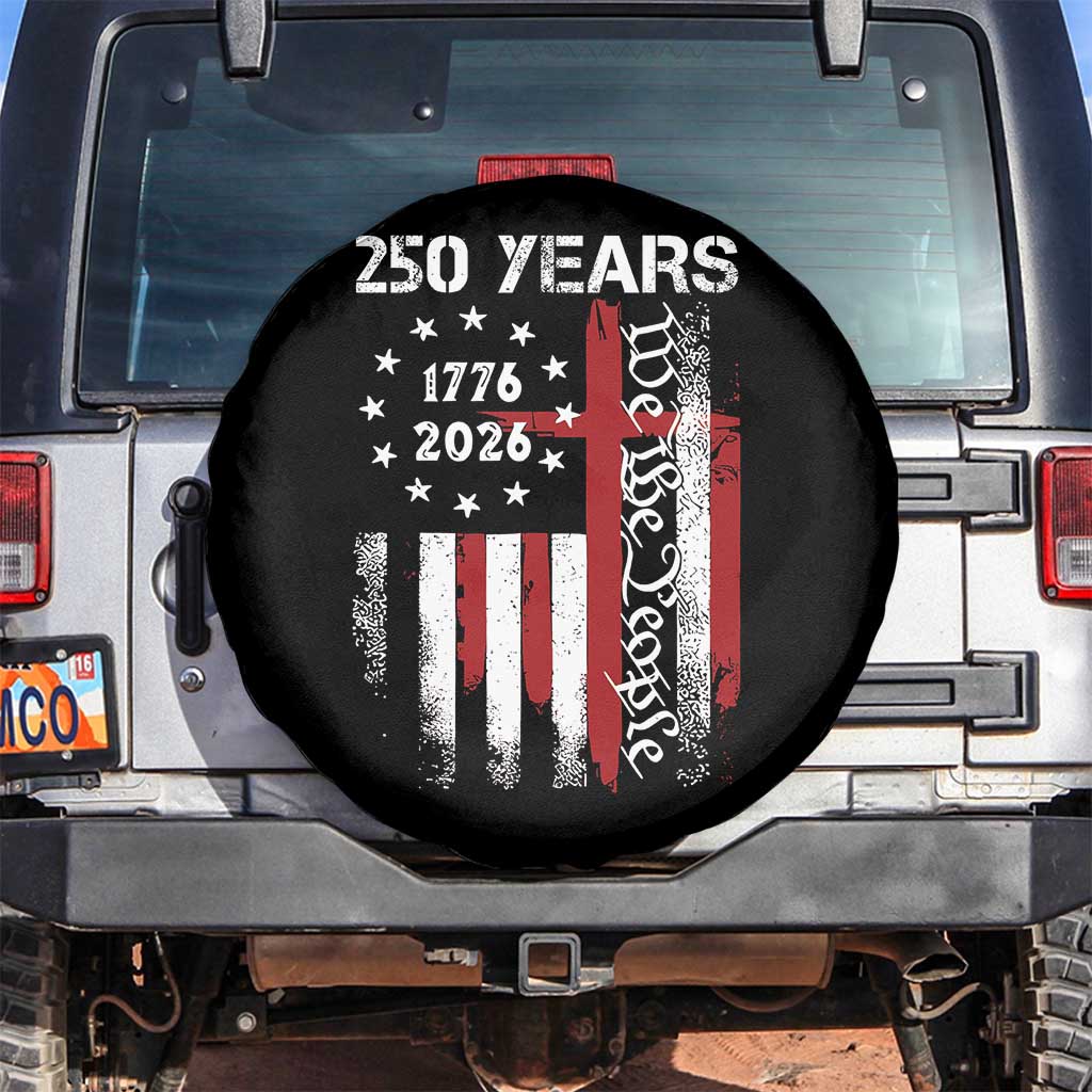 250 Years America Anniversary Christian USA Flag Spare Tire Cover TS11 No hole Black Print Your Wear