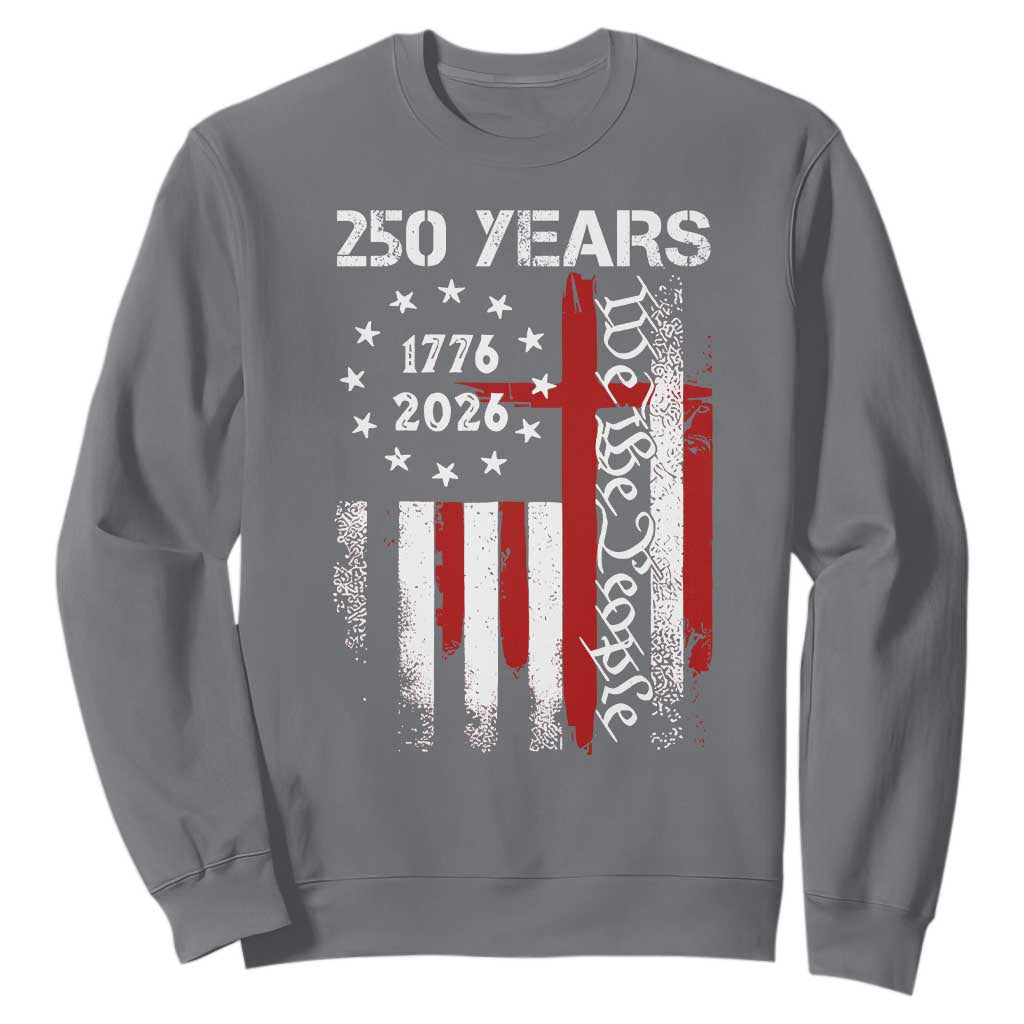 250 Years America Anniversary Christian USA Flag Sweatshirt TS11 Charcoal Print Your Wear