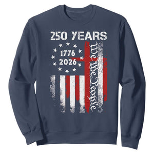 250 Years America Anniversary Christian USA Flag Sweatshirt TS11 Navy Print Your Wear
