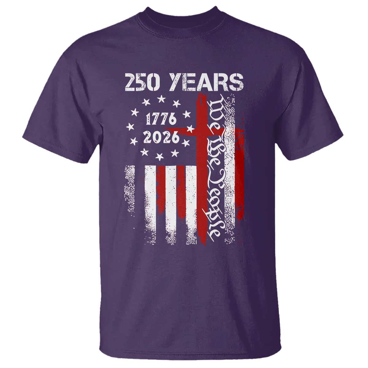 250 Years America Anniversary Christian USA Flag T Shirt TS11 Purple Print Your Wear
