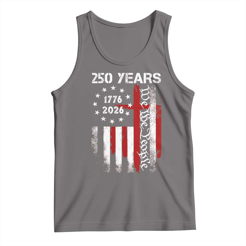 250 Years America Anniversary Christian USA Flag Tank Top TS11 Deep Heather Print Your Wear