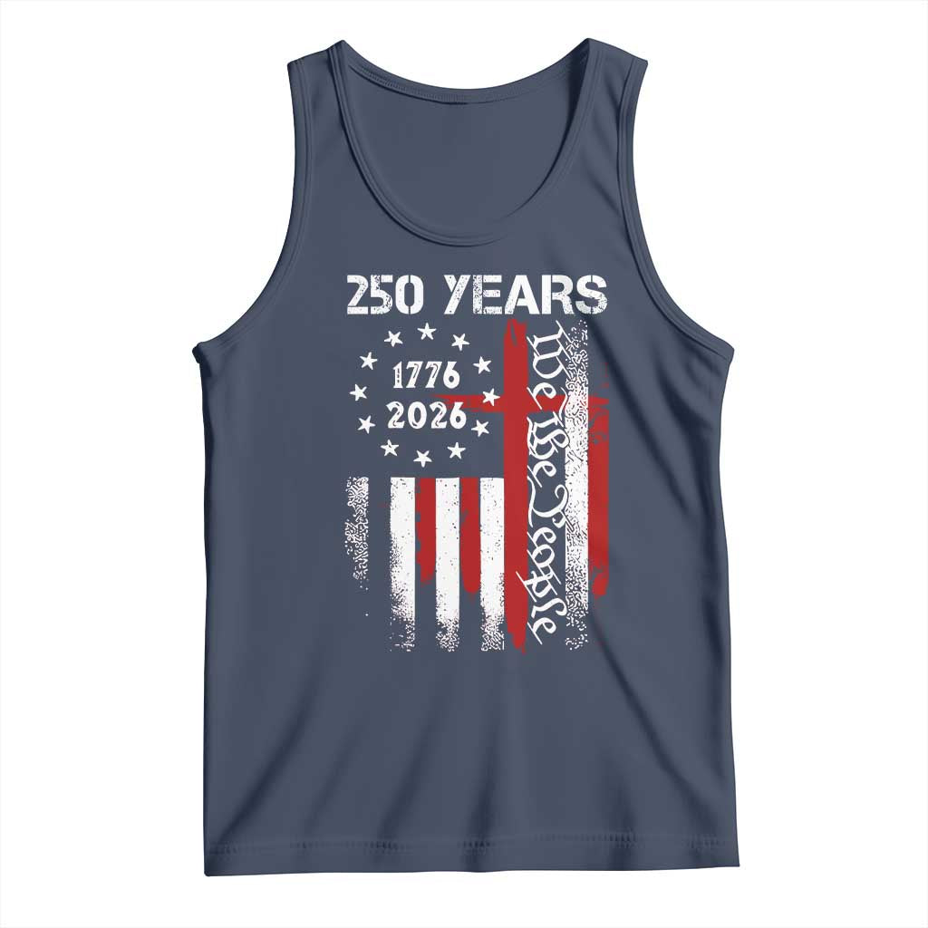 250 Years America Anniversary Christian USA Flag Tank Top TS11 Navy Print Your Wear