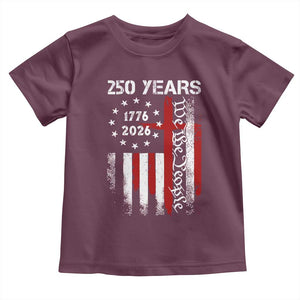 250 Years America Anniversary Christian USA Flag Toddler T Shirt TS11 Maroon Print Your Wear