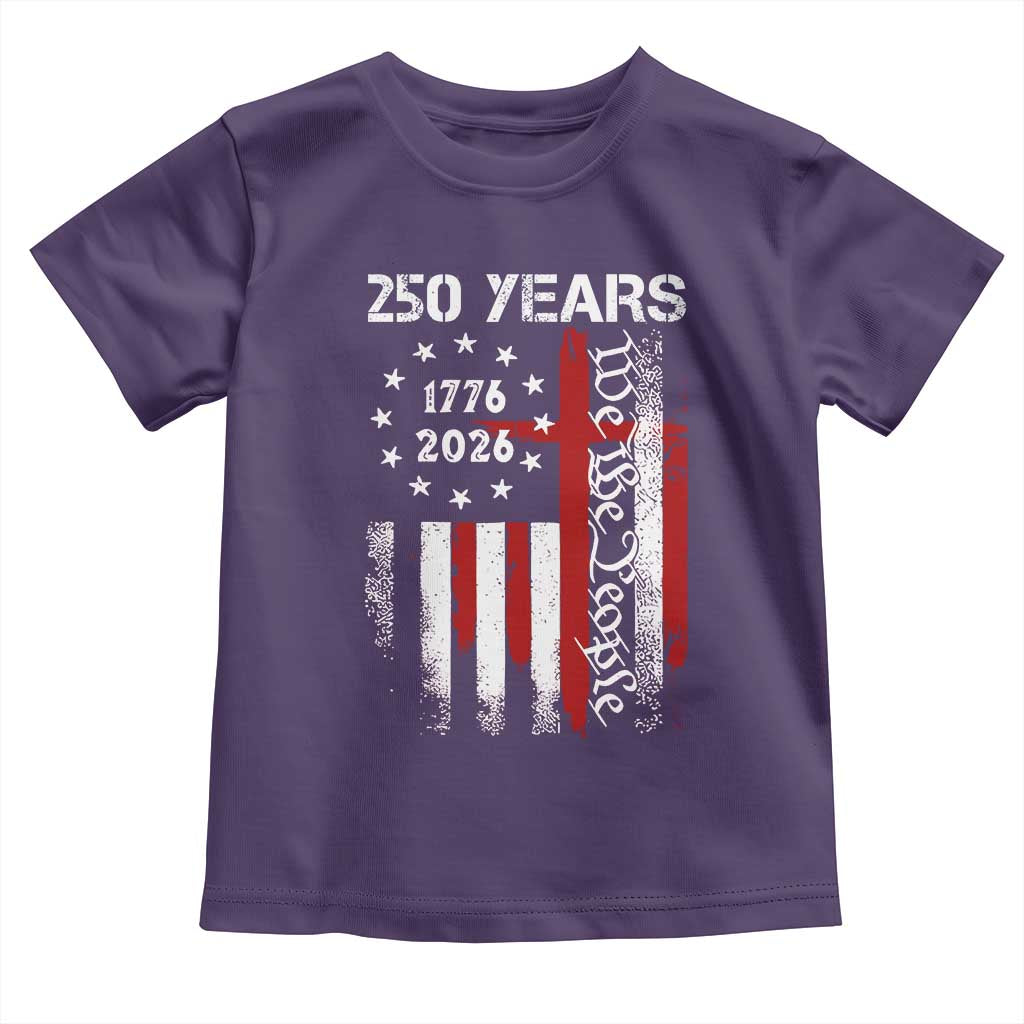 250 Years America Anniversary Christian USA Flag Toddler T Shirt TS11 Purple Print Your Wear