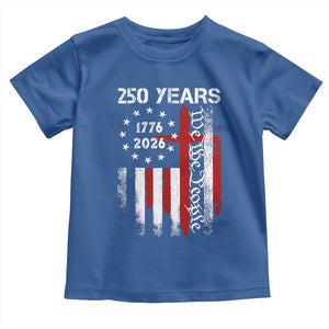 250 Years America Anniversary Christian USA Flag Toddler T Shirt TS11 Royal Blue Print Your Wear
