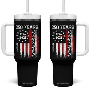 250 Years America Anniversary Christian USA Flag Tumbler With Handle TS11 One Size: 40 oz Black Print Your Wear
