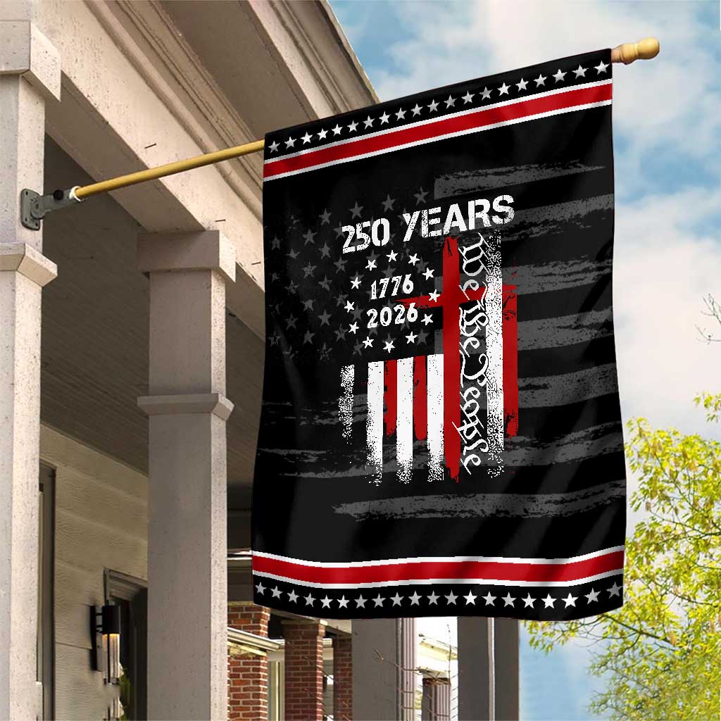 250 Years America Anniversary Christian USA Flag Patriotic Garden Flag TS11 Distressed Black Red Print Your Wear