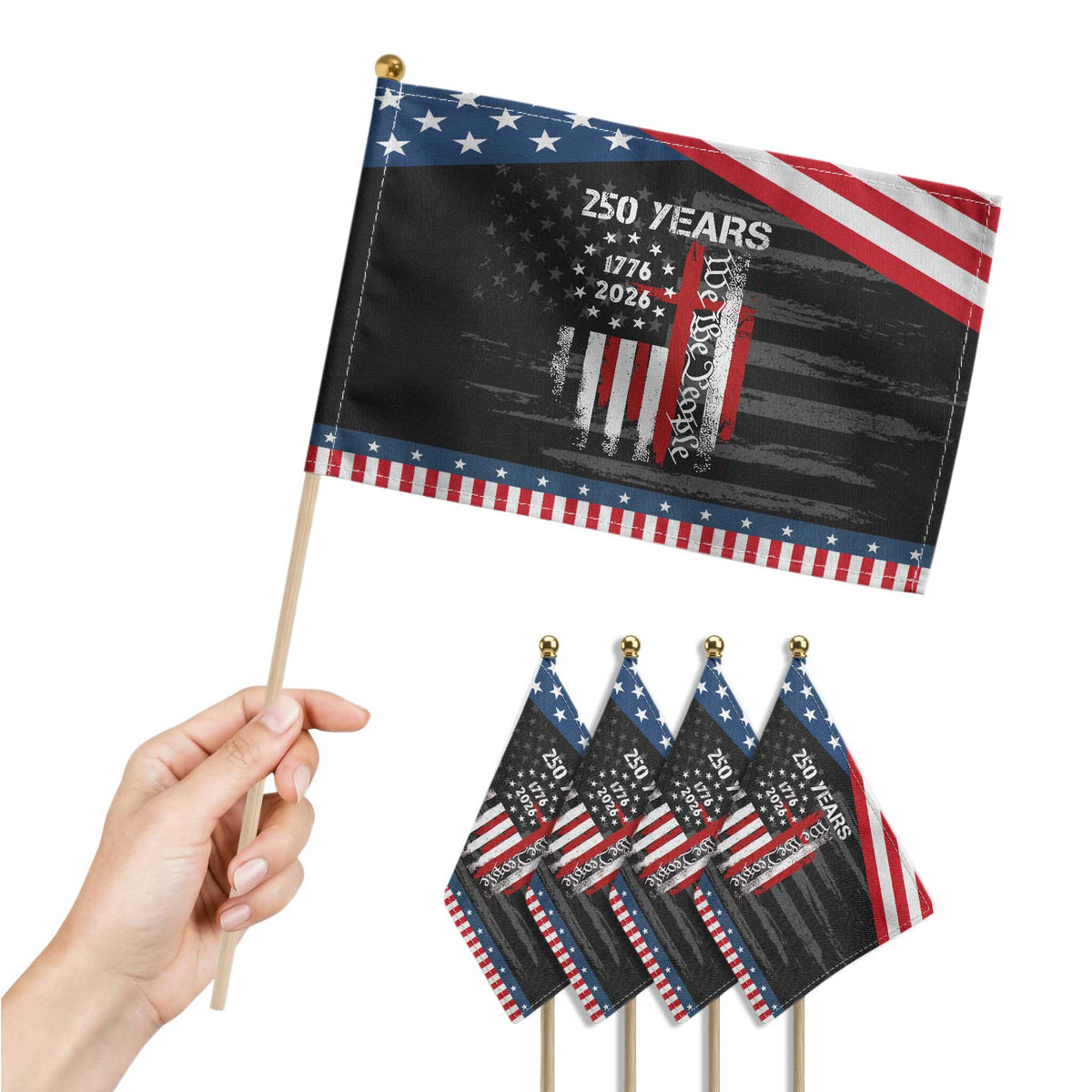 250 Years America Anniversary Christian USA Flag Patriotic Handheld Flag