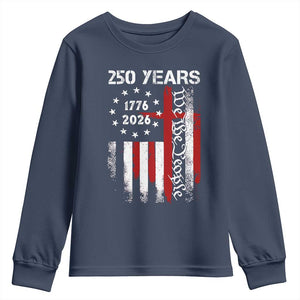 250 Years America Anniversary Christian USA Flag Youth Sweatshirt TS11 Navy Print Your Wear