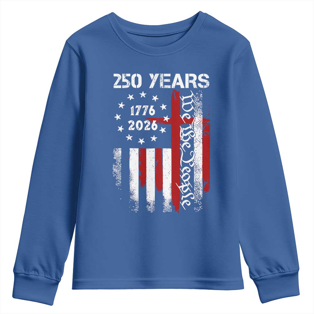 250 Years America Anniversary Christian USA Flag Youth Sweatshirt TS11 Royal Blue Print Your Wear