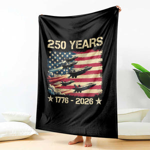 USA 250 Years 1776 2026 Patriotic Jets Trail American Flag Throw Blanket TS11 Print Your Wear
